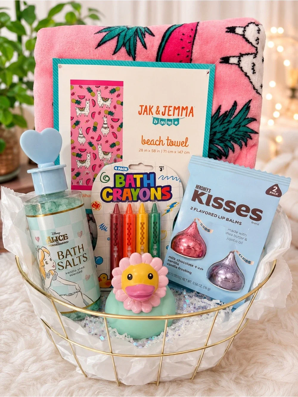 Spa Bath Gift Basket Llama Beach Towel Disney Bath Set New